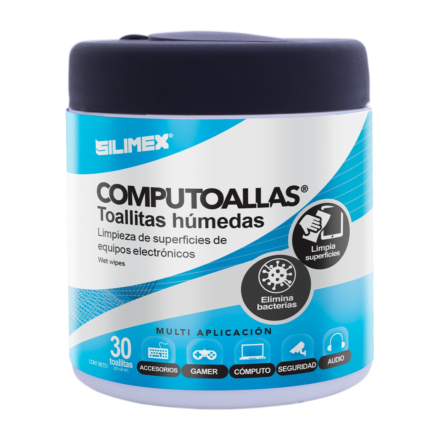 TOALLAS HUMEDAS COMPUTOALLAS ANTIBACTERIALES YANTIESTATICAS PARA USO EXCLUSIVAMENTE EXTERNO 30 PZAS SILIMEX
